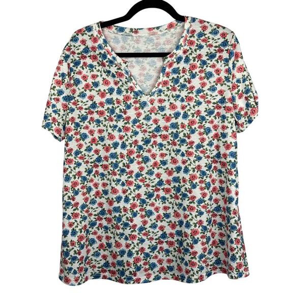 Women’s Lumion Blue & Pink Floral Patterned T-Shirt Sz XL - Picture 1 of 5